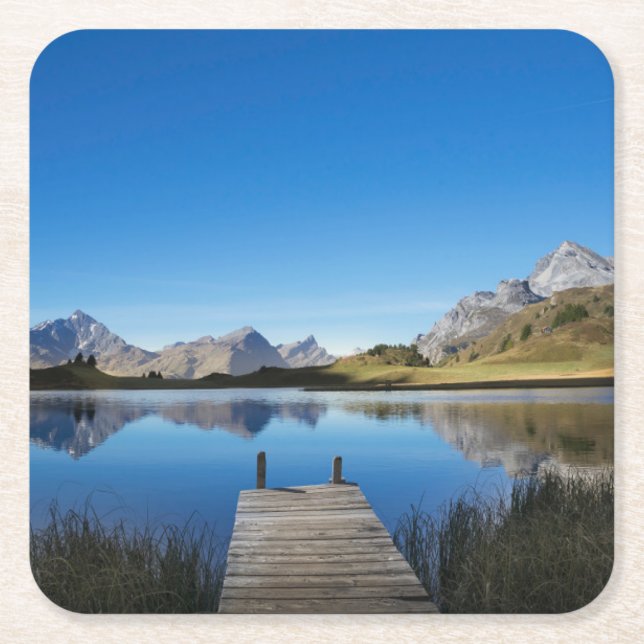 Wasser | Lai da Vons Schweiz Rechteckiger Pappuntersetzer (Vorderseite)