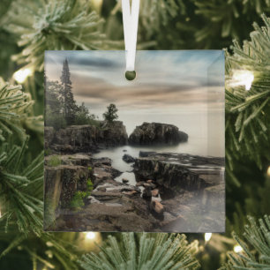 Wasser   Lake Superior Grand Marais, Minnesota Ornament Aus Glas