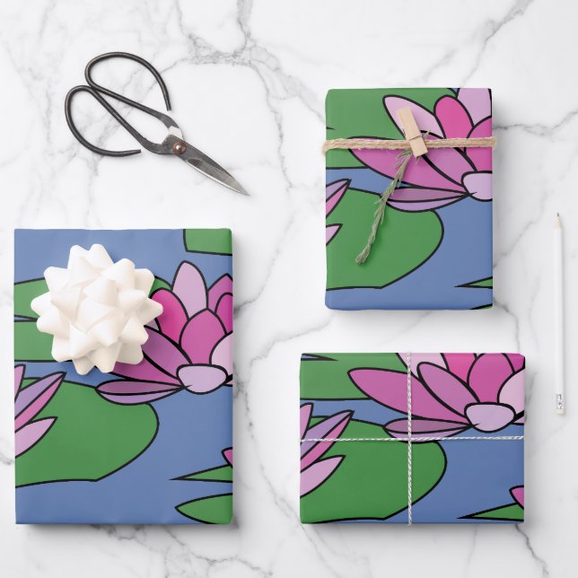 Wasser Liege Garten Blumen Geschenkpapier Set (Vorderseite)