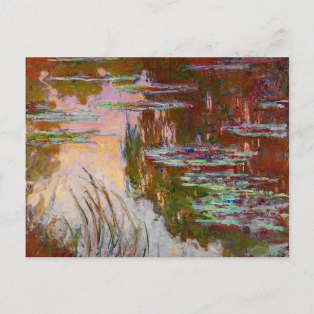 Wasser-Lilien, das Sonnenlicht Monet Fine Art Postkarte (Vorderseite)