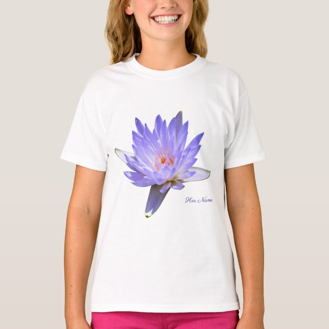 Wasser-Lilien-Lavendel-Mädchen kräuselten T - T-Shirt (Vorderseite)