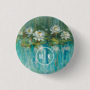 Wasser-Lilien-Teich des Monogramm-  Button