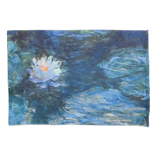 Wasser-Lilien-Teich in blauer Monet schöner Kunst Kissenbezug