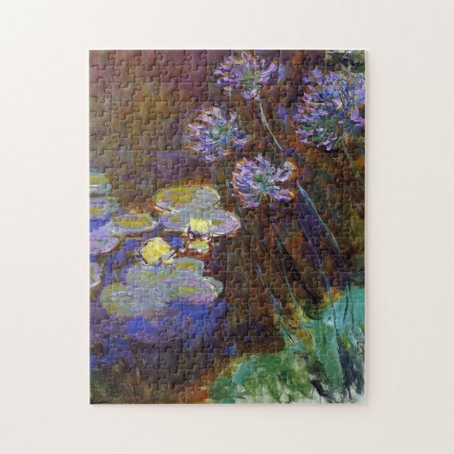 Wasser Lilien und Agapanthus Monet Kunstvoll wande Puzzle (Vertikal)