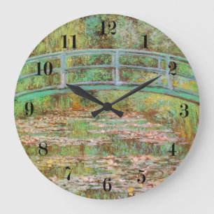 Wasser Lilien und die japanische Brücke Monet Fine Große Wanduhr