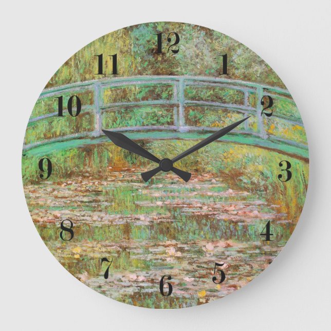 Wasser Lilien und die japanische Brücke Monet Fine Große Wanduhr (Vorderseite)