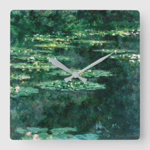WASSER LILILIT IN GRÜNEN POND VON Claude Monet Quadratische Wanduhr