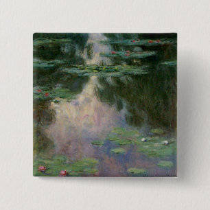 WASSER LILILIT IN PINK GREEN POND VON Claude Monet Button