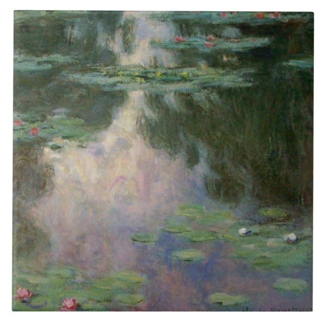 WASSER LILILIT IN PINK GREEN POND VON Claude Monet Fliese (Vorderseite)