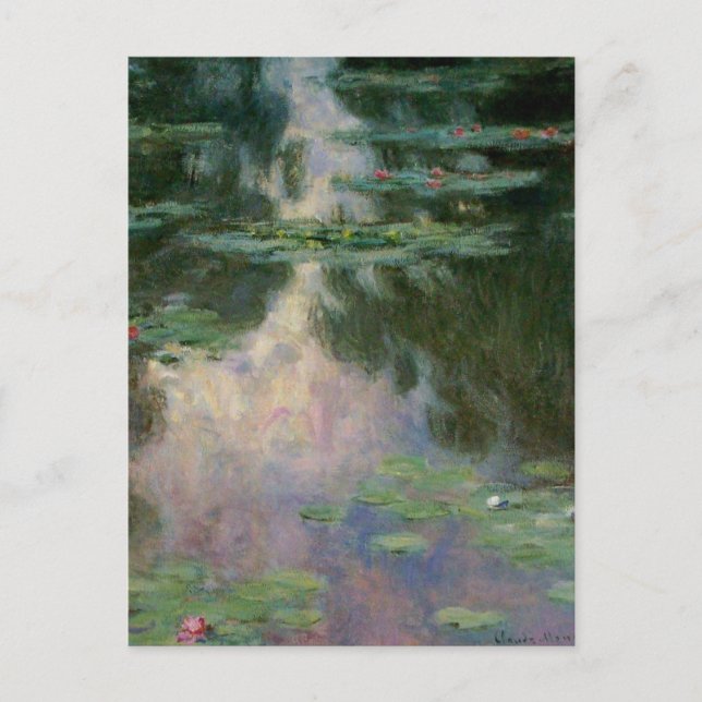 WASSER LILILIT IN PINK GREEN POND VON Claude Monet Postkarte (Vorderseite)