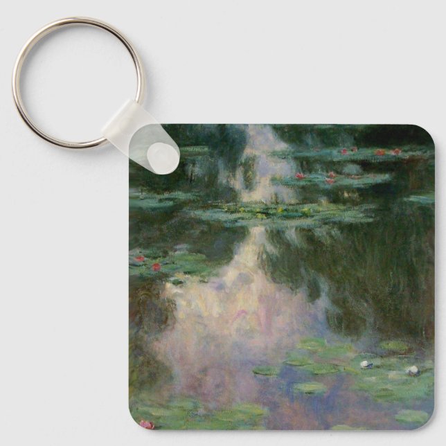 WASSER LILILIT IN PINK GREEN POND VON Claude Monet Schlüsselanhänger (Vorderseite)