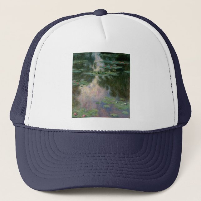 WASSER LILILIT IN PINK GREEN POND VON Claude Monet Truckerkappe (Vorderseite)