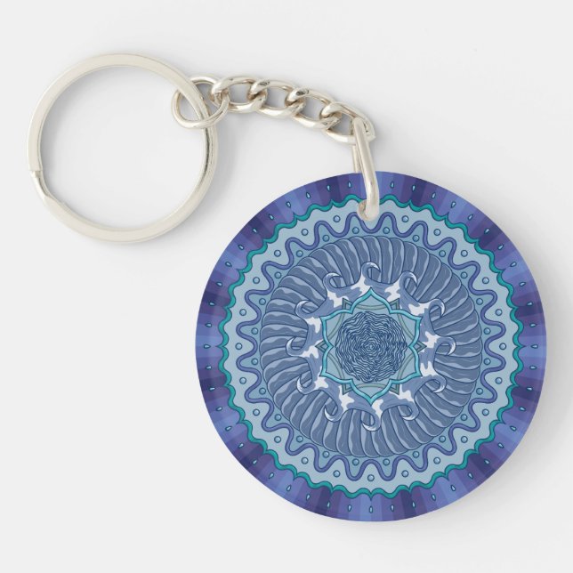 Wasser Mandala Acrylischer Schlüsselanhänger (Vorderseite)
