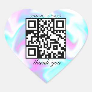 Wasser-Marmor-Danke-QR-Code-Boutique-Geschäft  Herz-Aufkleber
