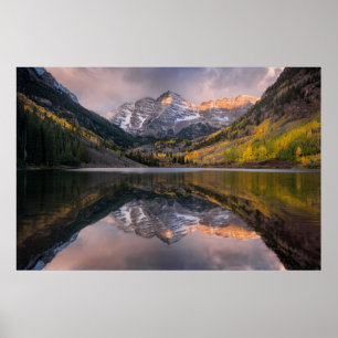 Wasser Maroon Bells Colorado Poster