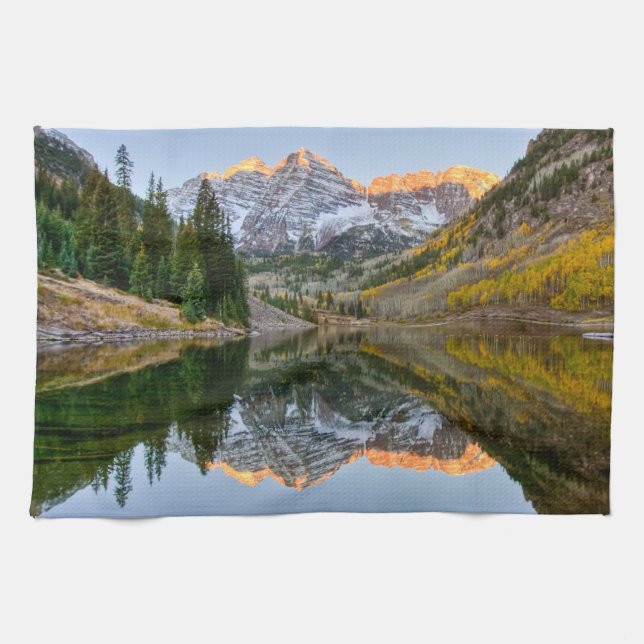 Wasser | Maroon Bells Lake Aspen Trees Geschirrtuch (Horizontal)