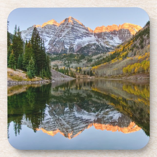Wasser | Maroon Bells Lake Aspen Trees Getränkeuntersetzer (Vorderseite)