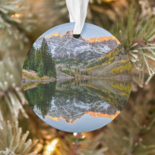 Wasser   Maroon Bells Lake Aspen Trees Ornament