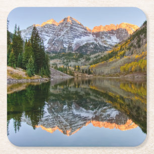 Wasser   Maroon Bells Lake Aspen Trees Rechteckiger Pappuntersetzer