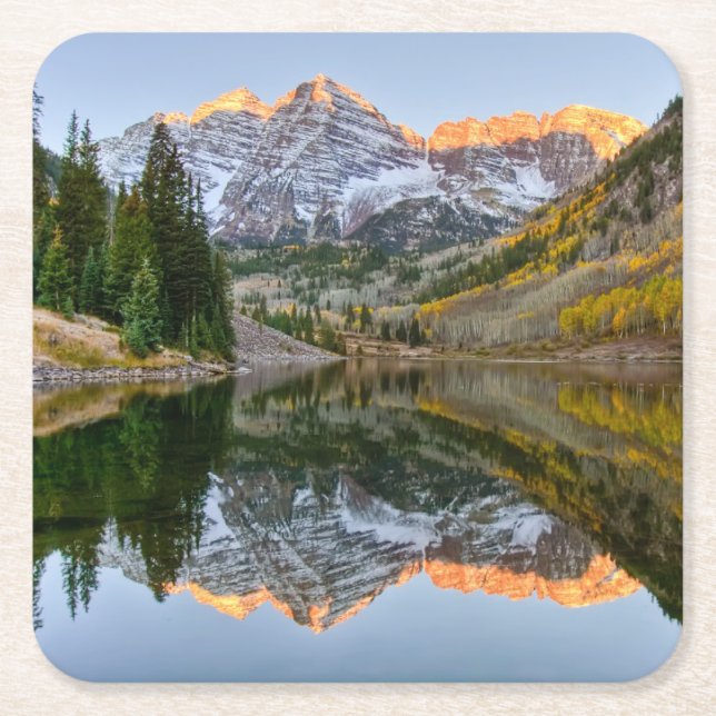 Wasser | Maroon Bells Lake Aspen Trees Rechteckiger Pappuntersetzer (Vorderseite)
