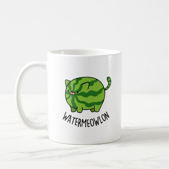 Wasser-Mäuse Funny Watermelon Cat Pun Kaffeetasse (Links)