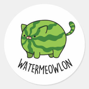 Wasser-Mäuse Funny Watermelon Cat Pun Runder Aufkleber