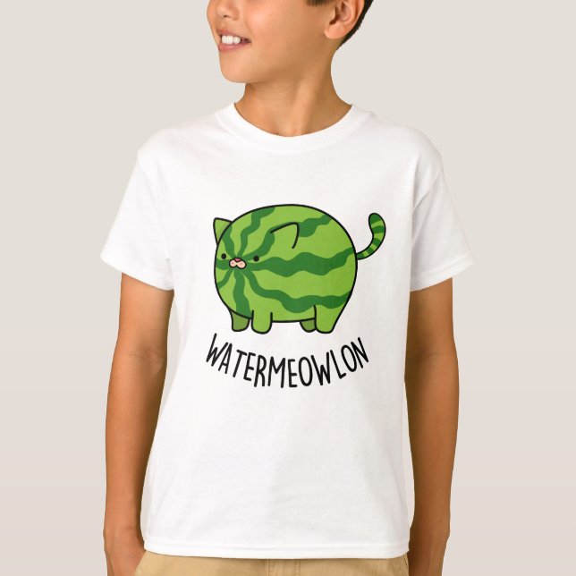 Wasser-Mäuse Funny Watermelon Cat Pun T-Shirt (Vorderseite)