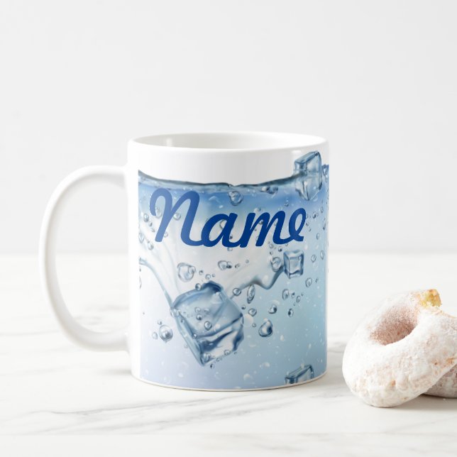 Wasser mit Eiswürfeln Personalisiert Kaffee Tasse, Kaffeetasse (Mit Donut)