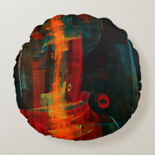 Wasser Orange Rot Blau Moderne Abstrakte Kunst Mus Rundes Kissen