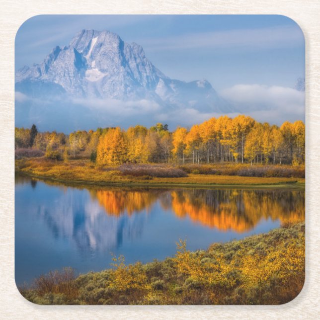 Wasser | Oxbow Bend Jackson Wyoming Rechteckiger Pappuntersetzer (Vorderseite)