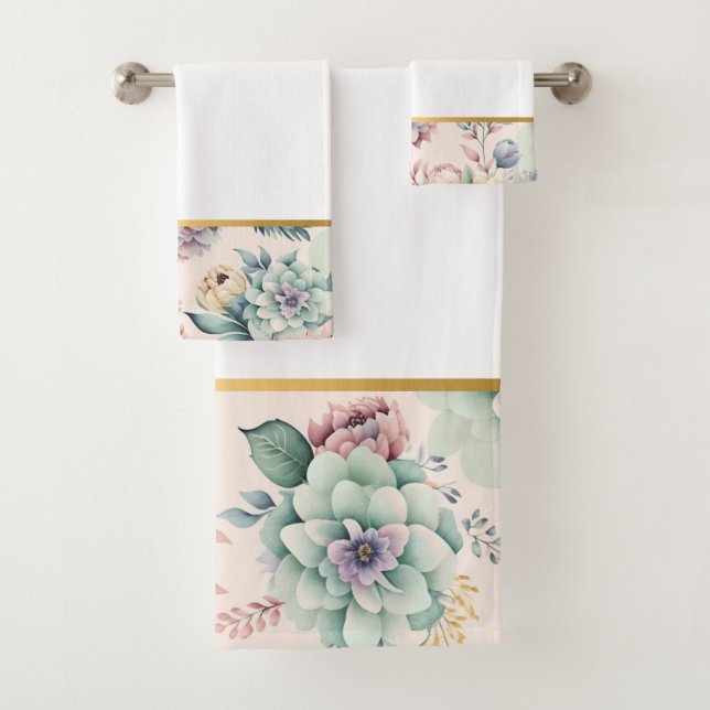 WASSER PEACH FLORAL BADEZIMMER TOWEL SET (Insitu)