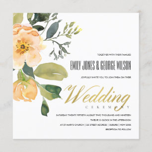 WASSER PEACH PEONY FLORAL BUNCH WATERCOLOR WEDD EINLADUNG