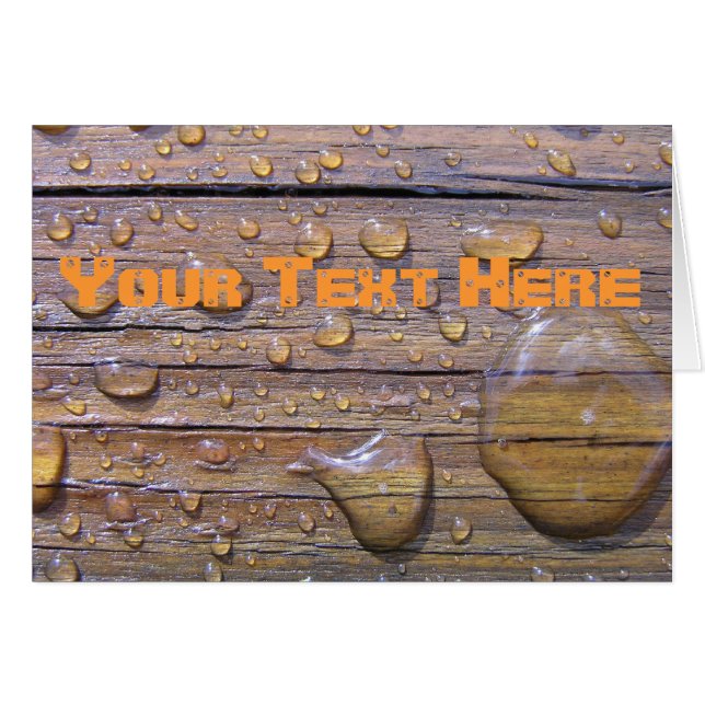 Wasser-Perlen auf befleckter hölzerner Fotografie (Vorderseite (Horizontal))