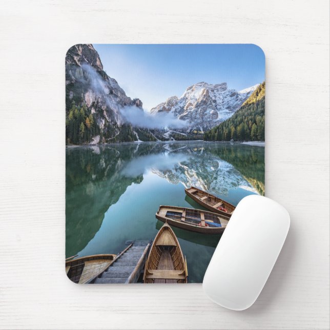 Wasser | Pragser Wildsee Dolomites Italien Mousepad (Mit Mouse)