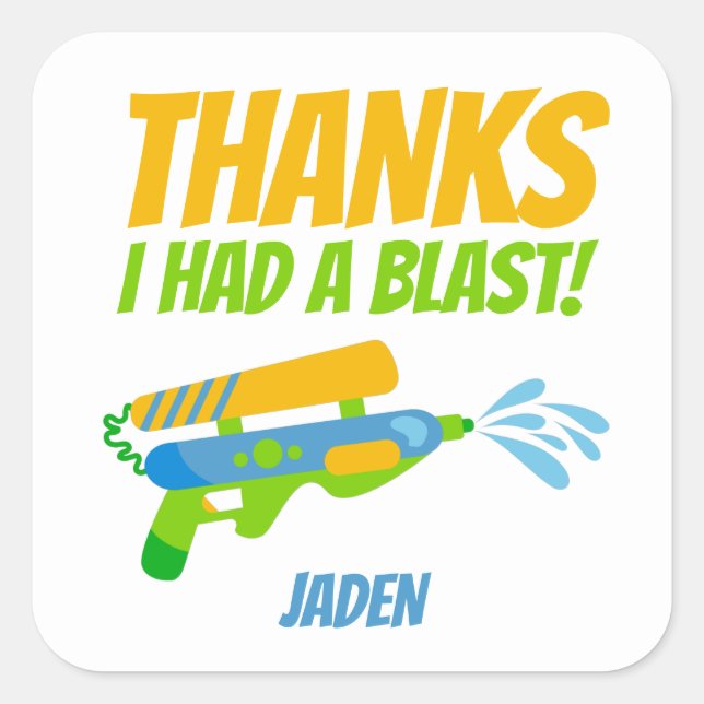 Wasser-Rüstung Battle Pool Party Kinder Sommer Geb Quadratischer Aufkleber (Vorderseite)