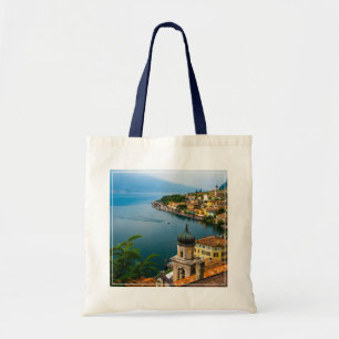 Wasser   San Benedetto Church Lake Garda, Italien Tragetasche