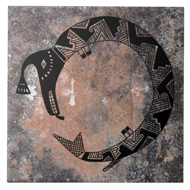 Wasser-Schlauch-Mimbres-Keramik-Design Fliese (Vorderseite)