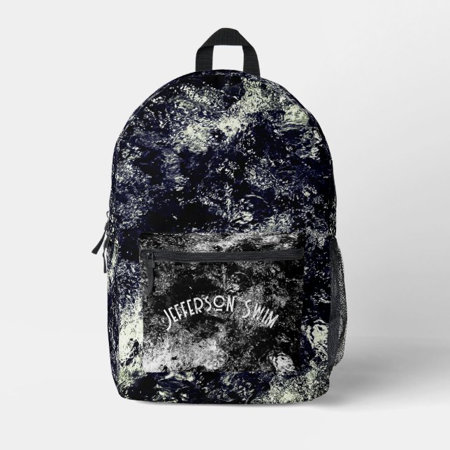 Wasser schwarz und weiß bedruckter rucksack (Vorderseite)