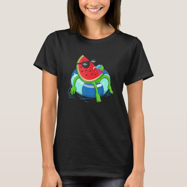 Wasser schwimmend Niedlich Wassermelone Frauen Was T-Shirt (Vorderseite)