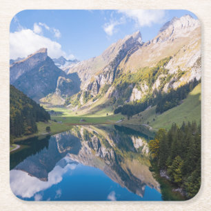 Wasser   See Alpine Schweiz Rechteckiger Pappuntersetzer