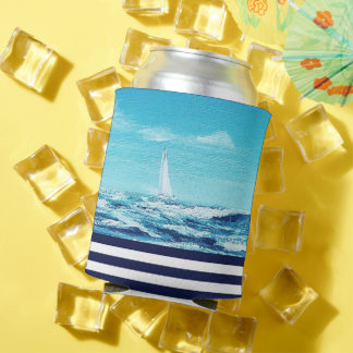 Wasser/Segelboot/Ozeanwellen/Marineblau/Streifen Dosenkühler