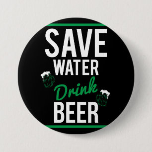 Wasser sparen Bier trinken Button