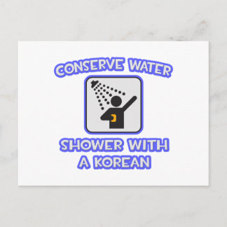 Wasser sparen .. Dusche mit koreanischer Postkarte