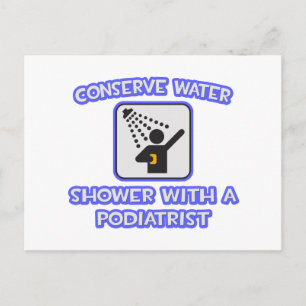 Wasser sparen .. Dusche mit Podiatriker Postkarte