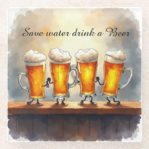 Wasser sparen, ein Bier trinken Glasuntersetzer
