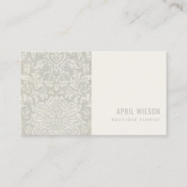 WASSER SUBTLE GRAY WHITE DAMASK FLORAL PATTERN VISITENKARTE