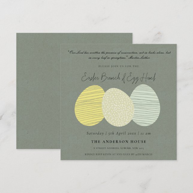 WASSER SUBTTEL PASTEL EASTER EIER BRUNCH & EGG HUN EINLADUNG (Vorne/Hinten)