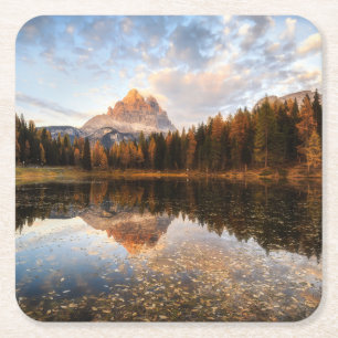 Wasser Tre Cime Di Lavaredo Italien Rechteckiger Pappuntersetzer