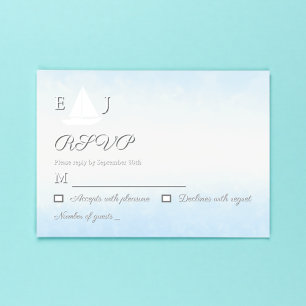 Wasser trifft Himmel Aquarell-Hochzeit RSVP Karte