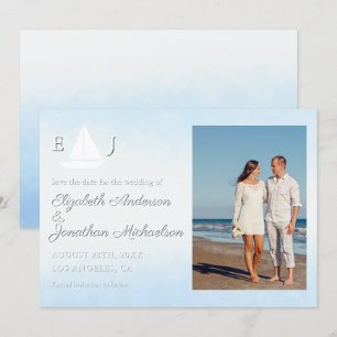 Wasser trifft Himmel Aquarell-Hochzeit Save The Date